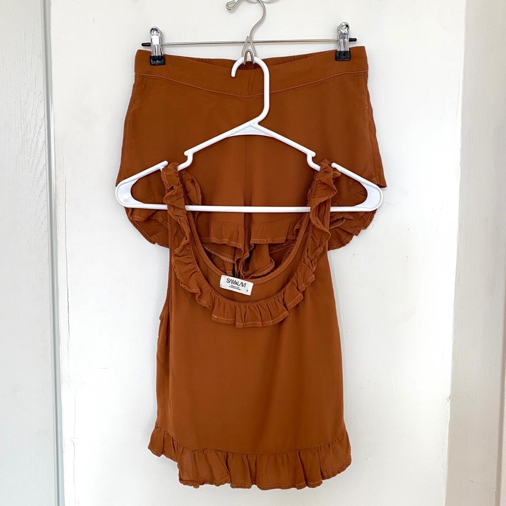 Cognac Two Piece Ruffle Tank/Short Set - Picture 7 of 7